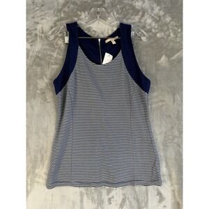 Y2K Banana Republic Striped Tank Top Sleeveless Navy Blue Career‎ Casual Women's